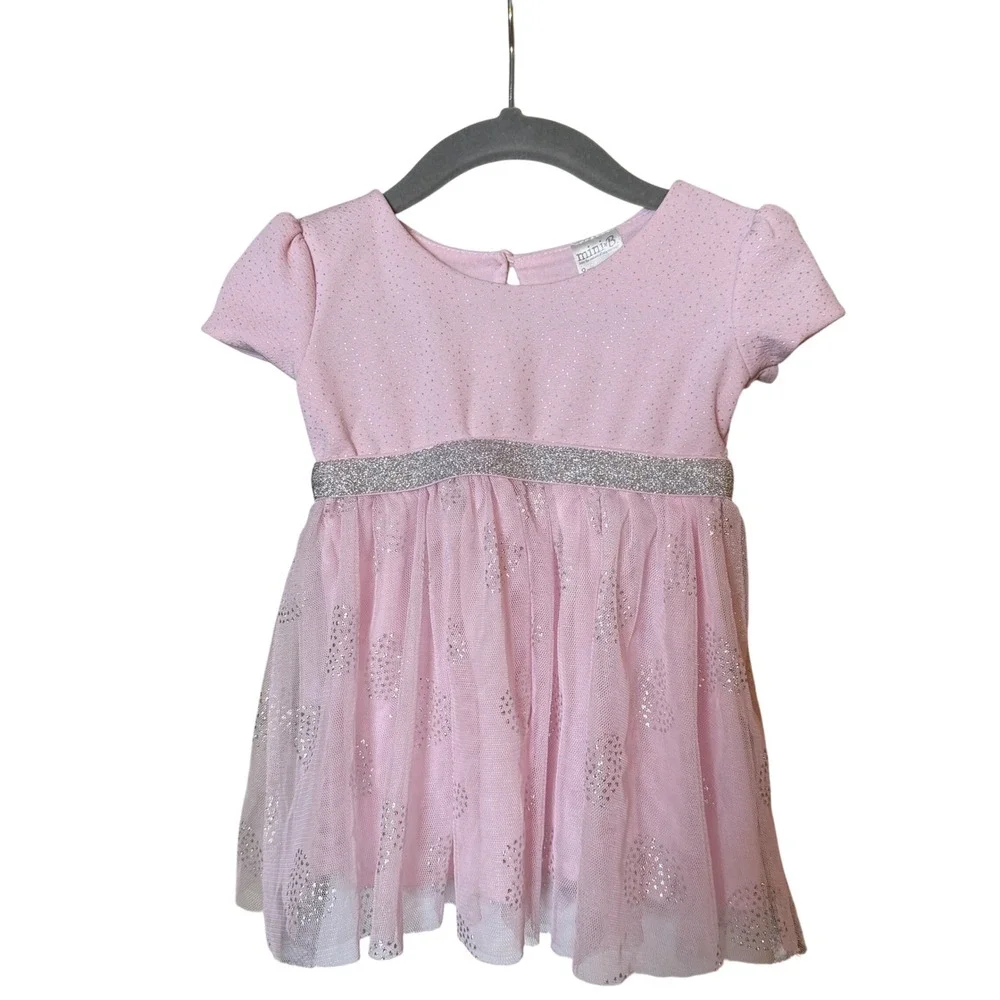 mini B Tutu Dress Kids 9M Pink Glitter‎ Polka Dot Tulle Special Occasion G45423